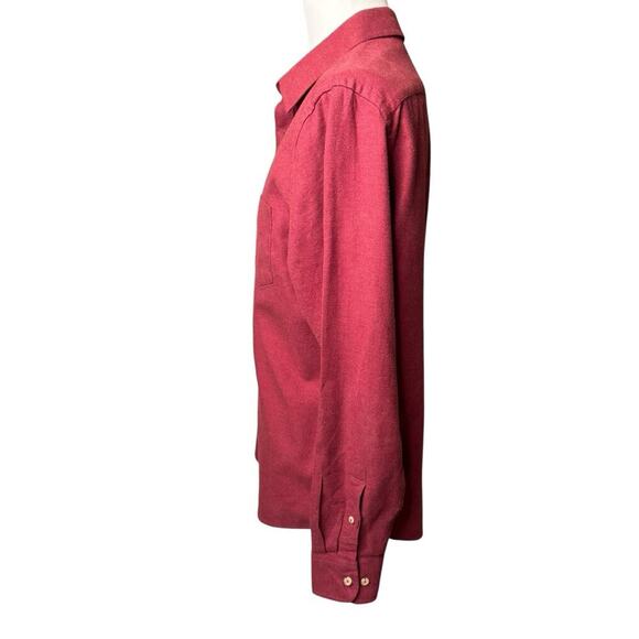 Untuckit Sherwood Flannel Shirt Men's Large Maroon Red Slim Fit Style 35722 - Picture 3 of 8